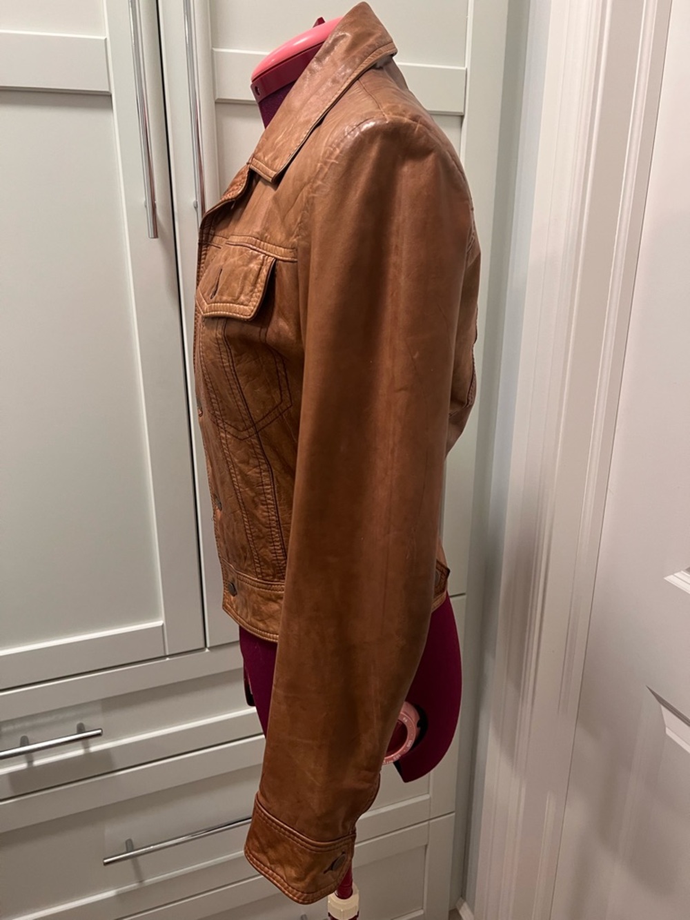 Vintage 1970s BLACK SHEEP 100% Genuine Leather Tailored Canada Moto Jacket Small - Picture 5 of 16